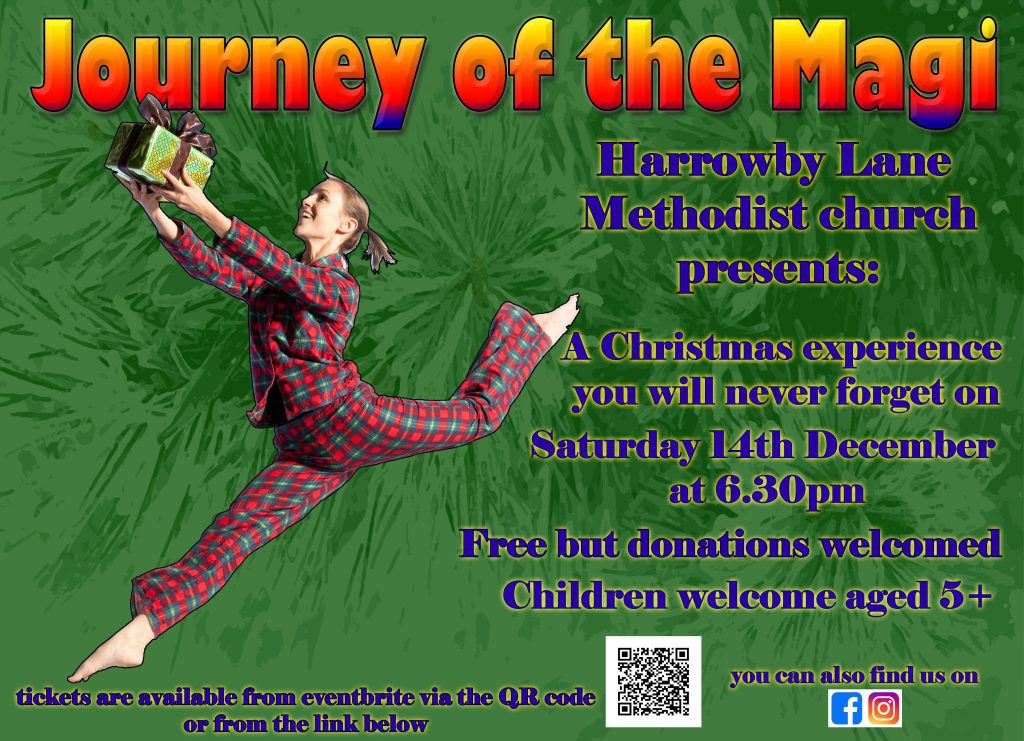 Journey of the Magi
Harrowby Lane Presents:
A Christmas experance you will never for get.
14th December - 6.30
Free - Donations Welcome.
Children Welcome 5+